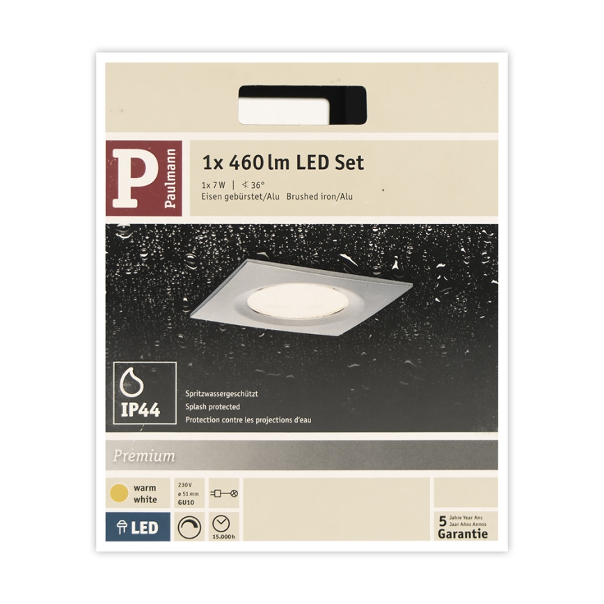 Paulmann 93611 - LED-GU10/7W IP44 Iluminação embutida de casa de banho com regulação NOVA 230V