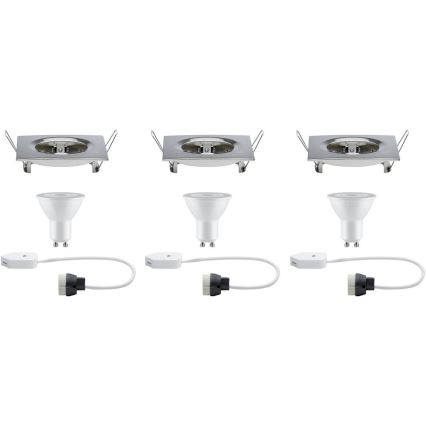 Paulmann 93615 - CONJUNTO 3x LED/7W IP44 Focos de encastrar para casa de banho com regulação 230V