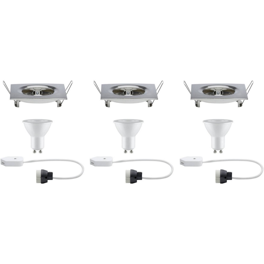 Paulmann 93615 - CONJUNTO 3x LED/7W IP44 Focos de encastrar para casa de banho com regulação 230V