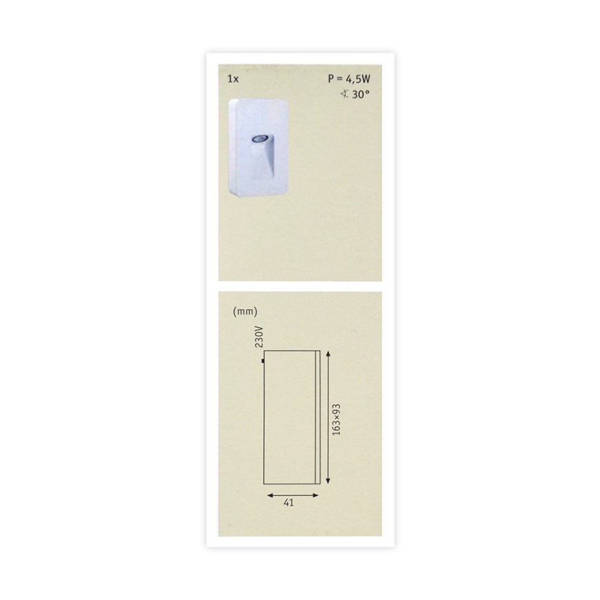 Paulmann 93809 - LED/2,4W IP44 Luz de parede de exterior SPECIAL LINE 230V