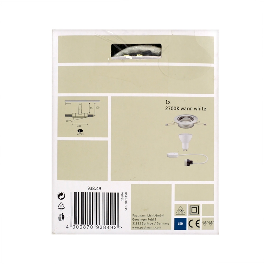 Paulmann 93849 - LED-GU10/4,5W/230V Luz embutida PREMIUM LINE 230V