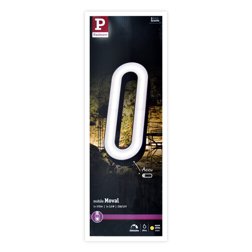 Paulmann 93933 - LED/6W IP44 Candeeiro de exterior portátil com regulação MOVAL 230V