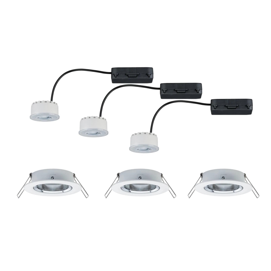 Paulmann 93942 - CONJUNTO 3xLED/6,8W IP23 Focos de encastrar para casa de banho com regulação COIN 230V