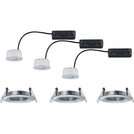 Paulmann 93943 - Conjunto 3x LED/6,8W IP23 regulável, luminária de embutir para casa de banho COIN 230V