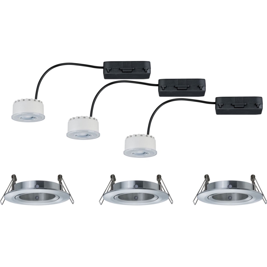 Paulmann 93943 - Conjunto 3x LED/6,8W IP23 regulável, luminária de embutir para casa de banho COIN 230V