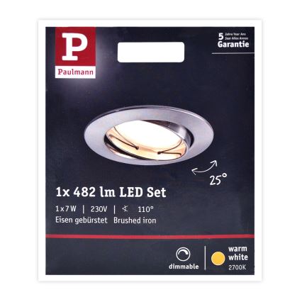 Paulmann 93963 - LED/7W IP23 Iluminação de teto de casa de banho com regulação COIN 230V