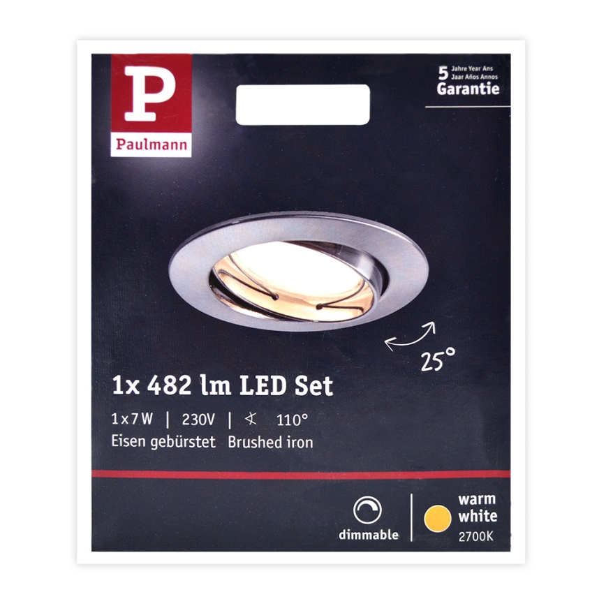 Paulmann 93963 - LED/7W IP23 Iluminação de teto de casa de banho com regulação COIN 230V