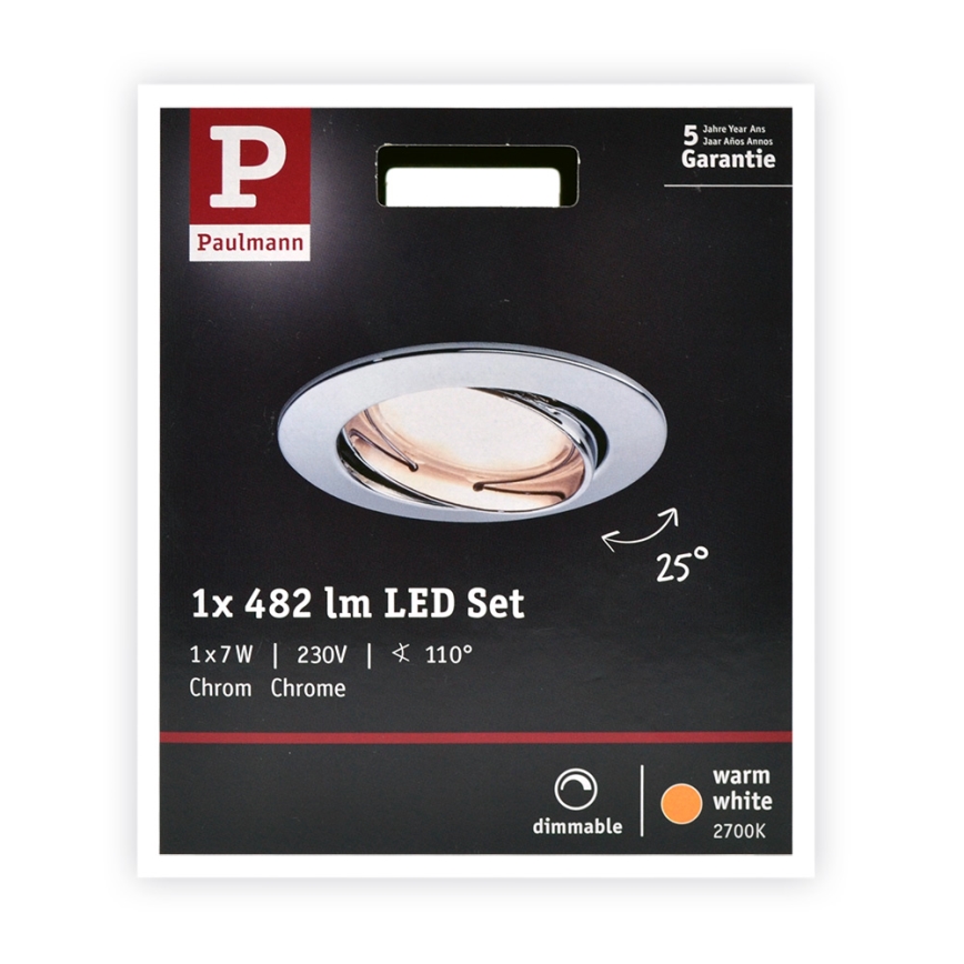 Paulmann 93965 - LED/7W Iluminação de casa de banho com regulação COIN 230V