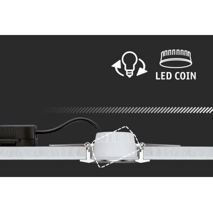 Paulmann 93976 - CONJUNTO 3xLED/6,8W IP44 Iluminação embutida para casa de banho COIN 230V