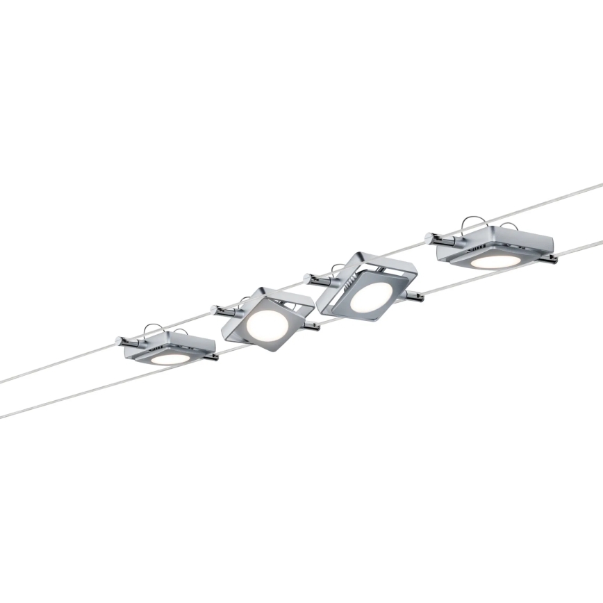 Paulmann 94107 - Conjunto 4xLED/4,3W spot para sistema de cabos MAC 230V, cromado mate