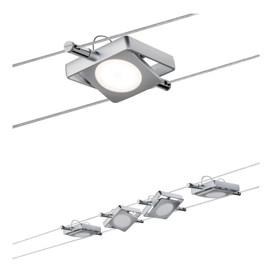 Paulmann 94107 - Conjunto 4xLED/4,3W spot para sistema de cabos MAC 230V, cromado mate