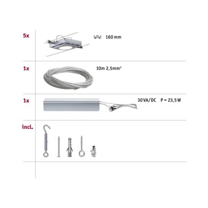 Paulmann 94108 - CONJUNTO 5xLED/4,3W Foco para sistema de carril MAC 230V cromado mate