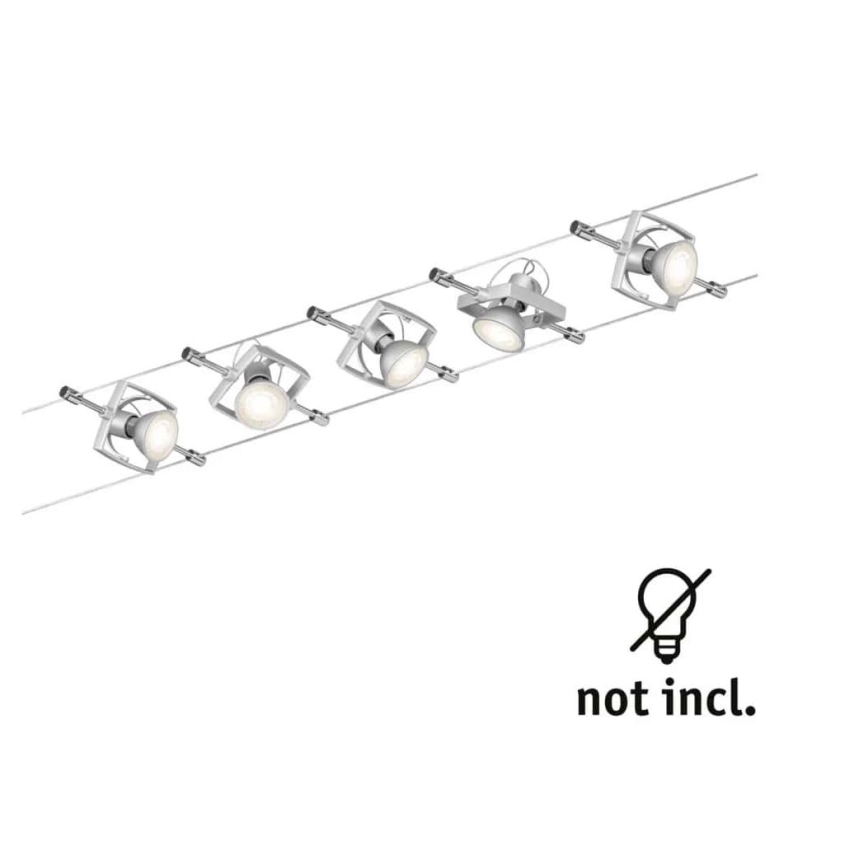 Paulmann 94133 - CONJUNTO 5xGU5,3/10W Foco para um sistema de cordas MAC 230V cromado mate