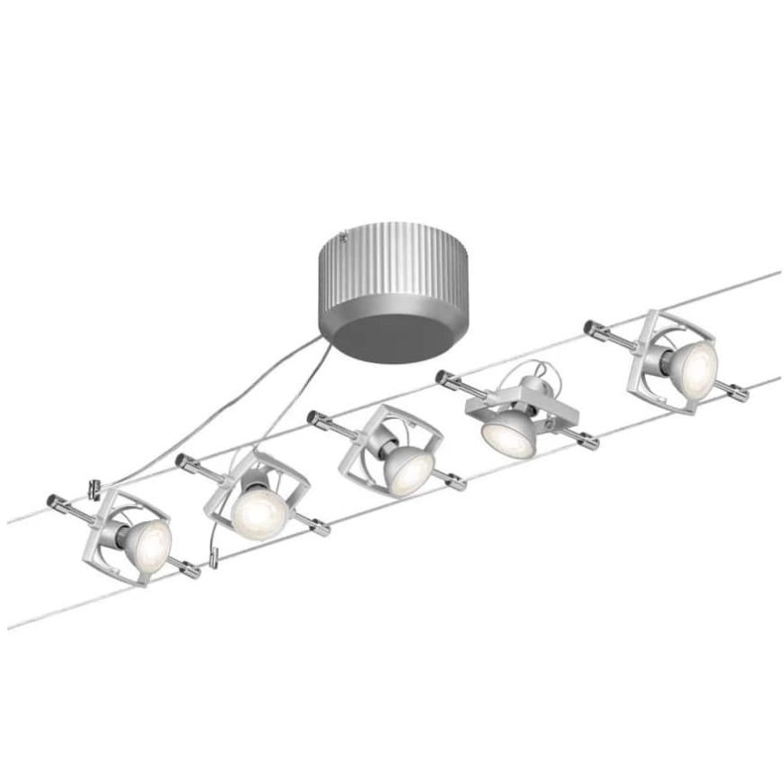 Paulmann 94133 - CONJUNTO 5xGU5,3/10W Foco para um sistema de cordas MAC 230V cromado mate
