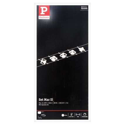 Paulmann 94134 - CONJUNTO 5xGU5,3/10W Foco para um sistema de cordas MAC 230V branco