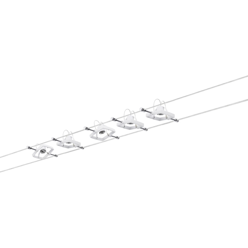 Paulmann 94134 - CONJUNTO 5xGU5,3/10W Luminária de embutir para sistema de cabos MAC 230V branco