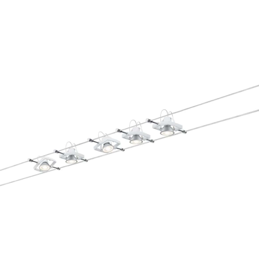 Paulmann 94149 - CONJUNTO 5xGU5,3/10W Foco para um sistema de cordas TECH 230V branco