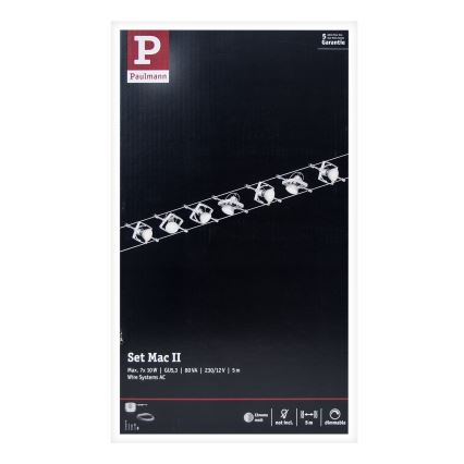 Paulmann 94152 - CONJUNTO 7xGU5,3/10W Foco para sistema de cable MAC 230V cromo mate