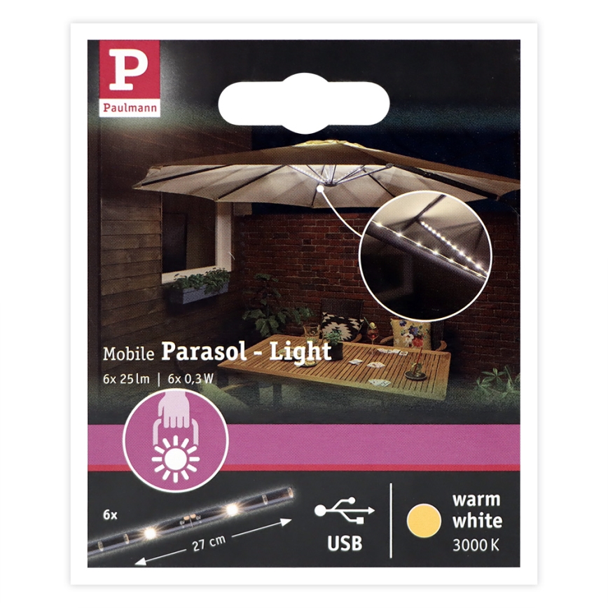 Paulmann 94219 - LED/1,8W Iluminação de guarda-sol 5V/USB