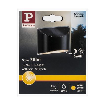 Paulmann 94233 - LED/0,05W IP44 Iluminação solar de parede ELLIOT 1,2V