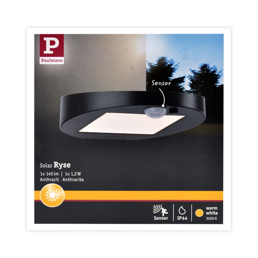 Paulmann 94246 - LED/1,2W IP44 Iluminação solar exterior com sensor RYSE 3,7V