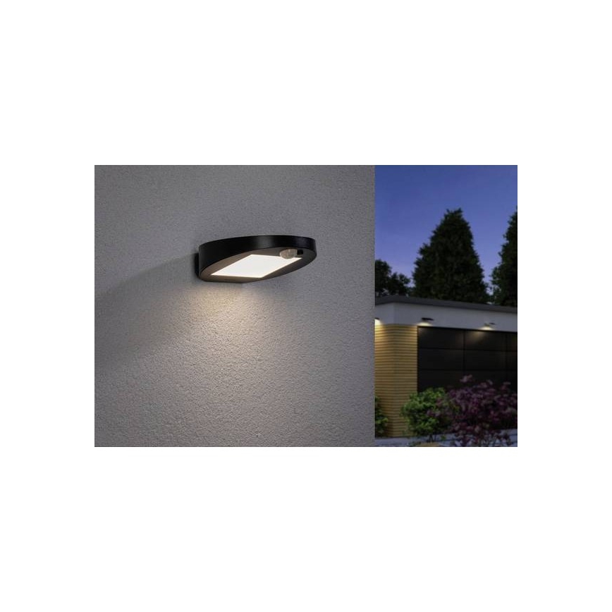 Paulmann 94246 - LED/1,2W IP44 Luminária solar exterior com sensor RYSE 3,7V 1800 mAh