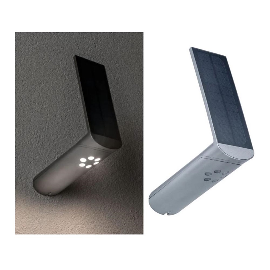 Paulmann 94261 - LED/1,2W IP44 Candeeiro de parede solar com sensor ILIAS 3,7V 1800 mAh