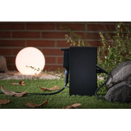 Paulmann 94315 -Coluna exterior com tomada e sensor de anoitecer RIO 3Z 230V IP44