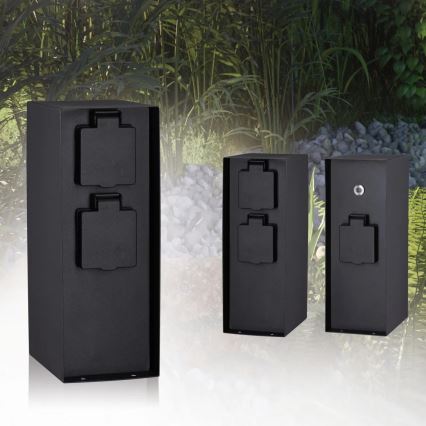 Paulmann 94315 -Coluna exterior com tomada e sensor de anoitecer RIO 3Z 230V IP44