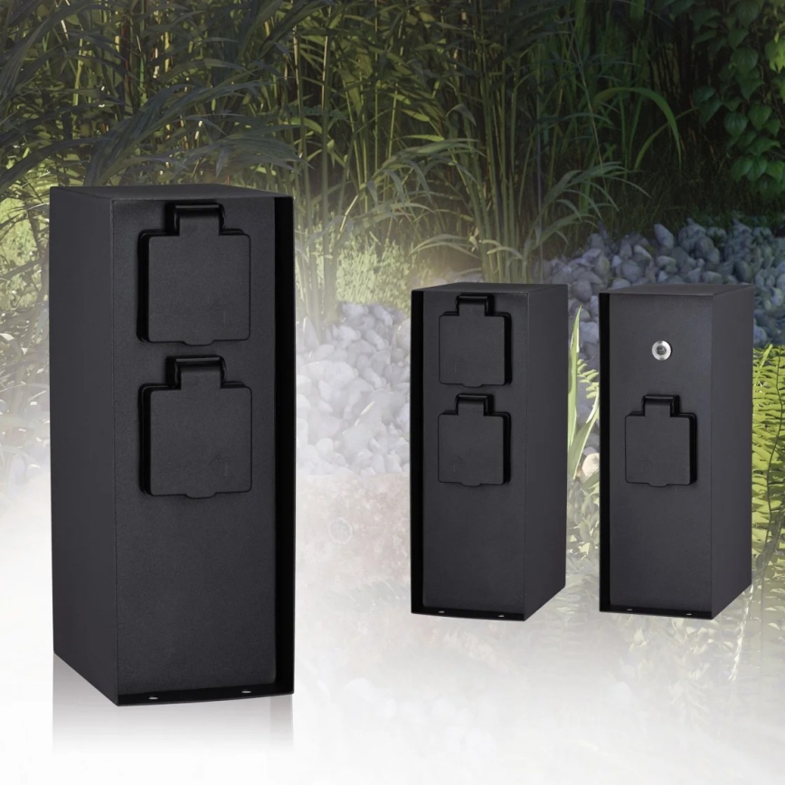 Paulmann 94315 -Coluna exterior com tomada e sensor de anoitecer RIO 3Z 230V IP44