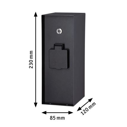 Paulmann 94315 -Coluna exterior com tomada e sensor de anoitecer RIO 3Z 230V IP44