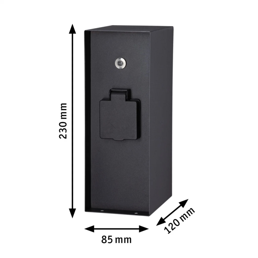 Paulmann 94315 -Coluna exterior com tomada e sensor de anoitecer RIO 3Z 230V IP44