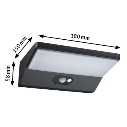Paulmann 94333 - LED/7,4W IP44 Iluminação de parede exterior com sensor HOUSE 230V