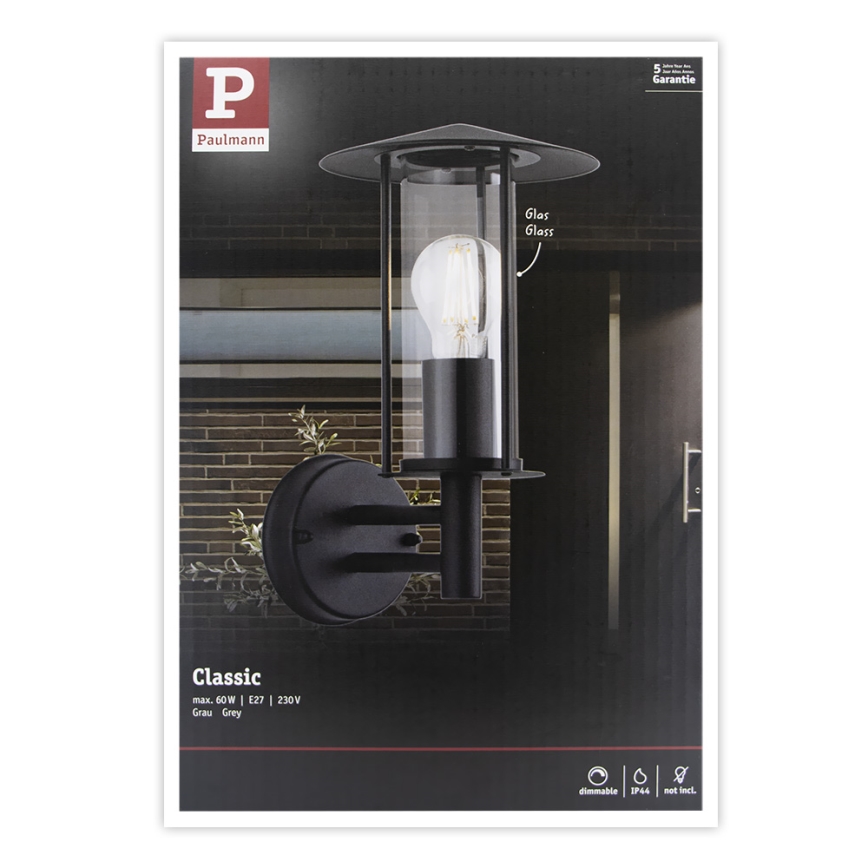 Paulmann 94398 - 1xE27/60W IP44 Iluminação de parede exterior CLASSIC 230V