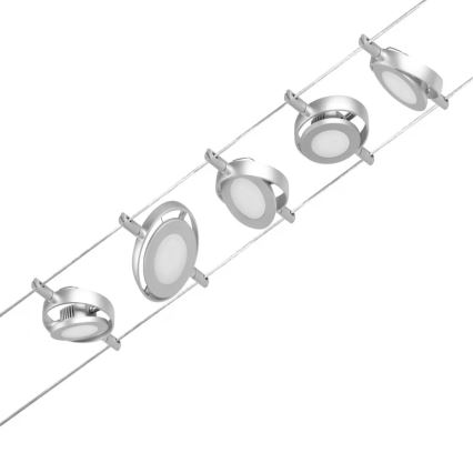 Paulmann 94414 - CONJUNTO 5xLED/4,5W Foco para sistema de cable ROUNDMAC 230V cromo brillante