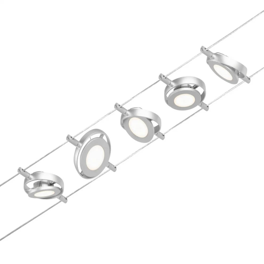 Paulmann 94414 - CONJUNTO 5xLED/4,5W Foco para um sistema de cordas ROUNDMAC 230V cromado brilhante