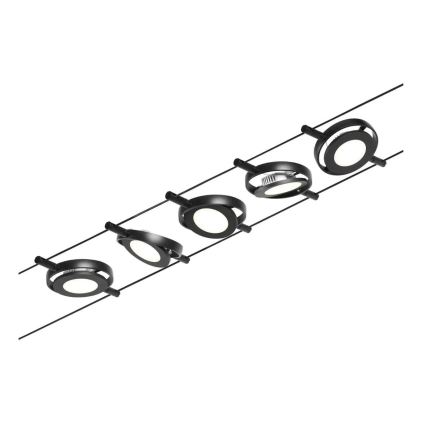 Paulmann 94418 - CONJUNTO 5xLED/4,5W Foco para um sistema de cordas ROUNDMAC 230V preto