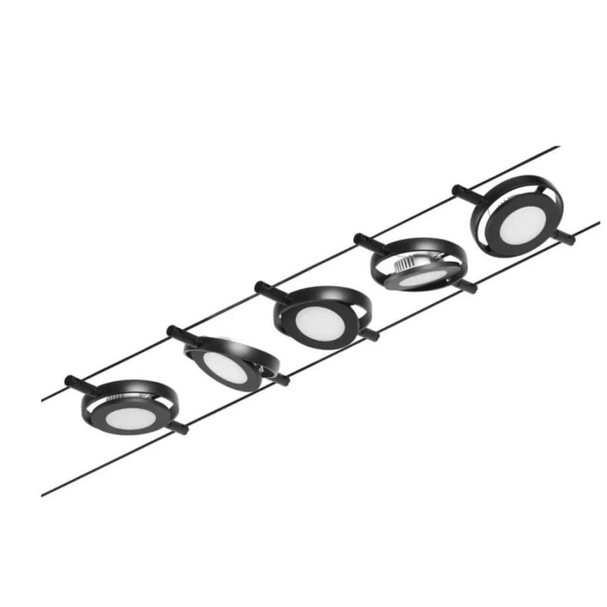 Paulmann 94418 - CONJUNTO 5xLED/4,5W Foco para um sistema de cordas ROUNDMAC 230V preto