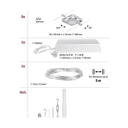 Paulmann 94420 - CONJUNTO 5xLED/4,5W Foco para sistema de carril MAC 230V cromado mate