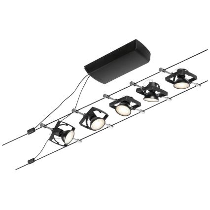 Paulmann 94434 - CONJUNTO 5xGU5,3/10W Foco para um sistema de cordas MAC 230V preto