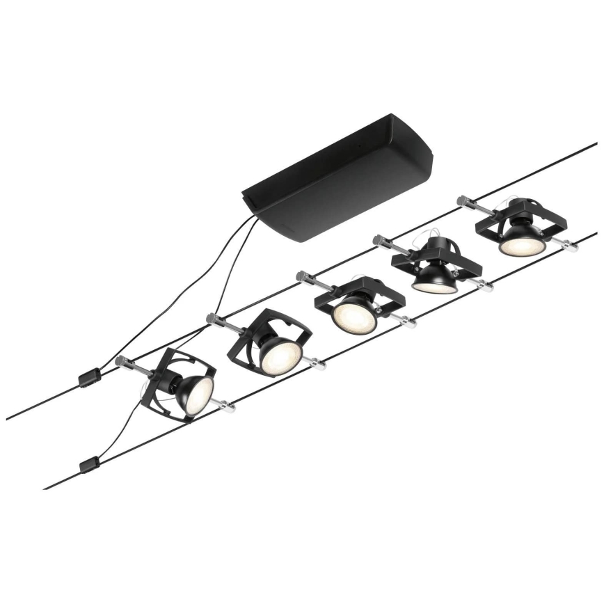 Paulmann 94434 - CONJUNTO 5xGU5,3/10W Foco para um sistema de cordas MAC 230V preto