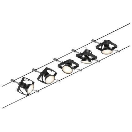 Paulmann 94434 - CONJUNTO 5xGU5,3/10W Foco para um sistema de cordas MAC 230V preto
