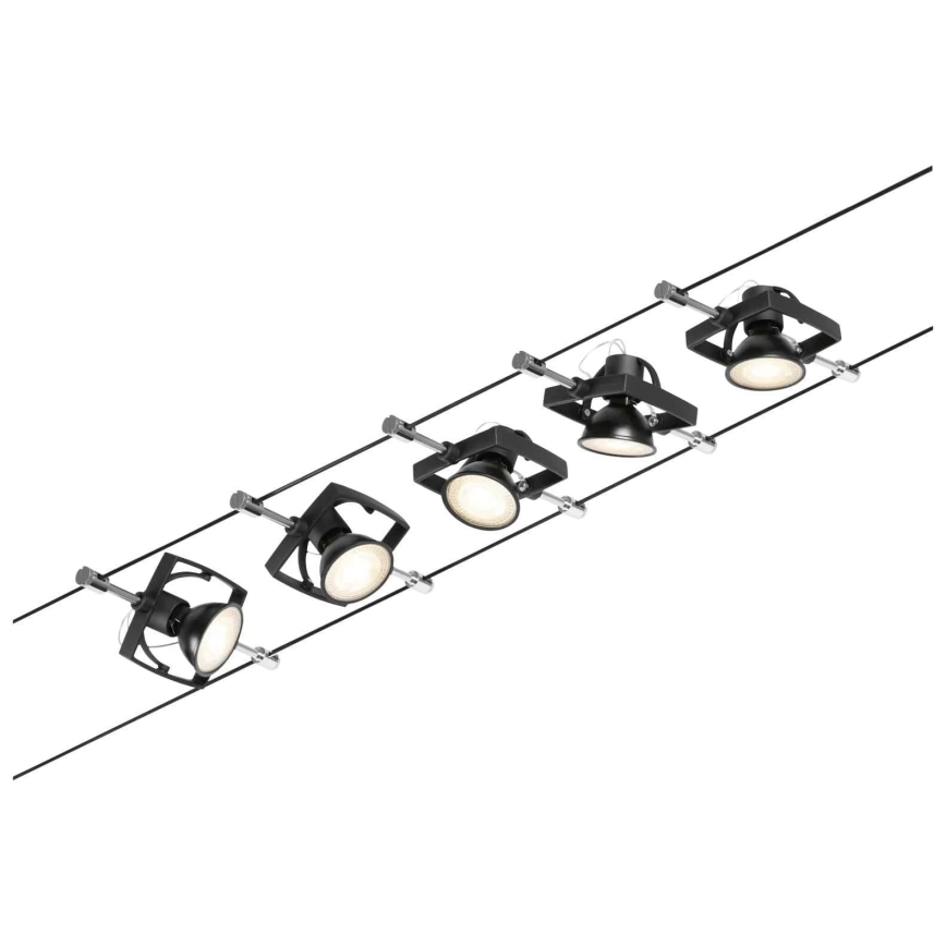 Paulmann 94434 - CONJUNTO 5xGU5,3/10W Foco para um sistema de cordas MAC 230V preto