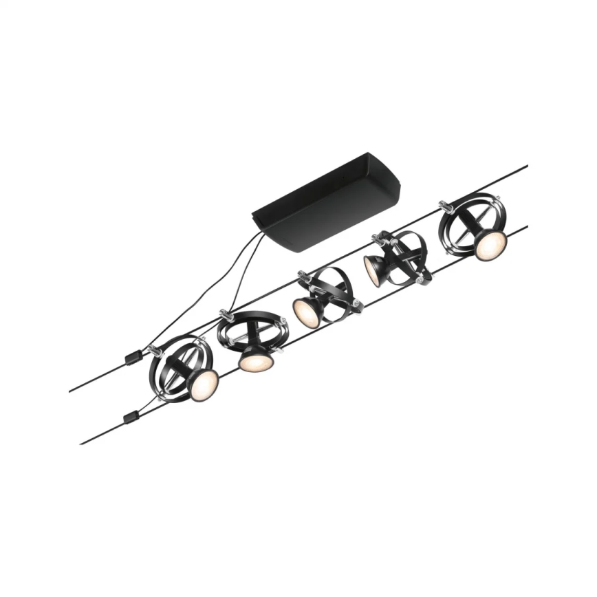 Paulmann 94440 - CONJUNTO 5xGU5,3/10W Foco para sistema de carril CARDAN 230V preto