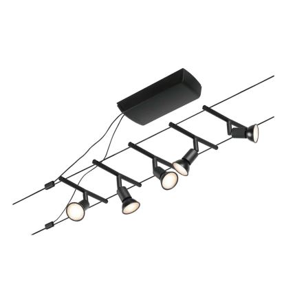 Paulmann 94446 - CONJUNTO 5xGU5,3/10W Foco para um sistema de cordas SALT 230V preto