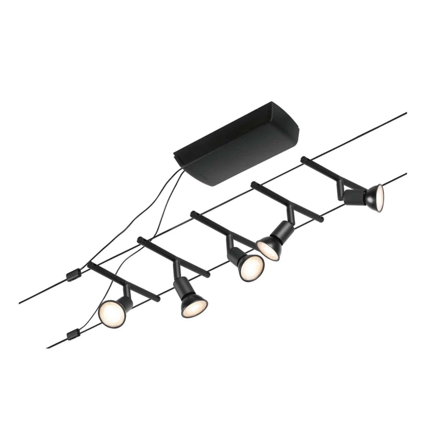 Paulmann 94446 - CONJUNTO 5xGU5,3/10W Foco para um sistema de cordas SALT 230V preto