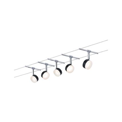 Paulmann 94457 - Conjunto 5xLED/4W Spot para sistema de cabos CLEAR 230V preto/cromado brilhante