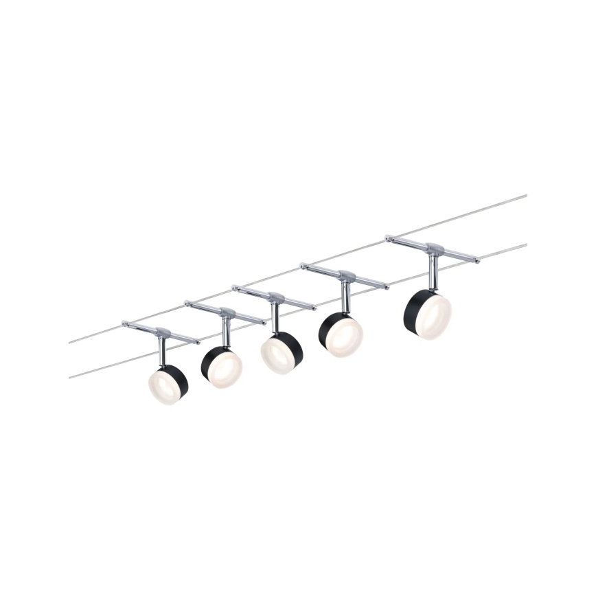 Paulmann 94457 - Conjunto 5xLED/4W Spot para sistema de cabos CLEAR 230V preto/cromado brilhante