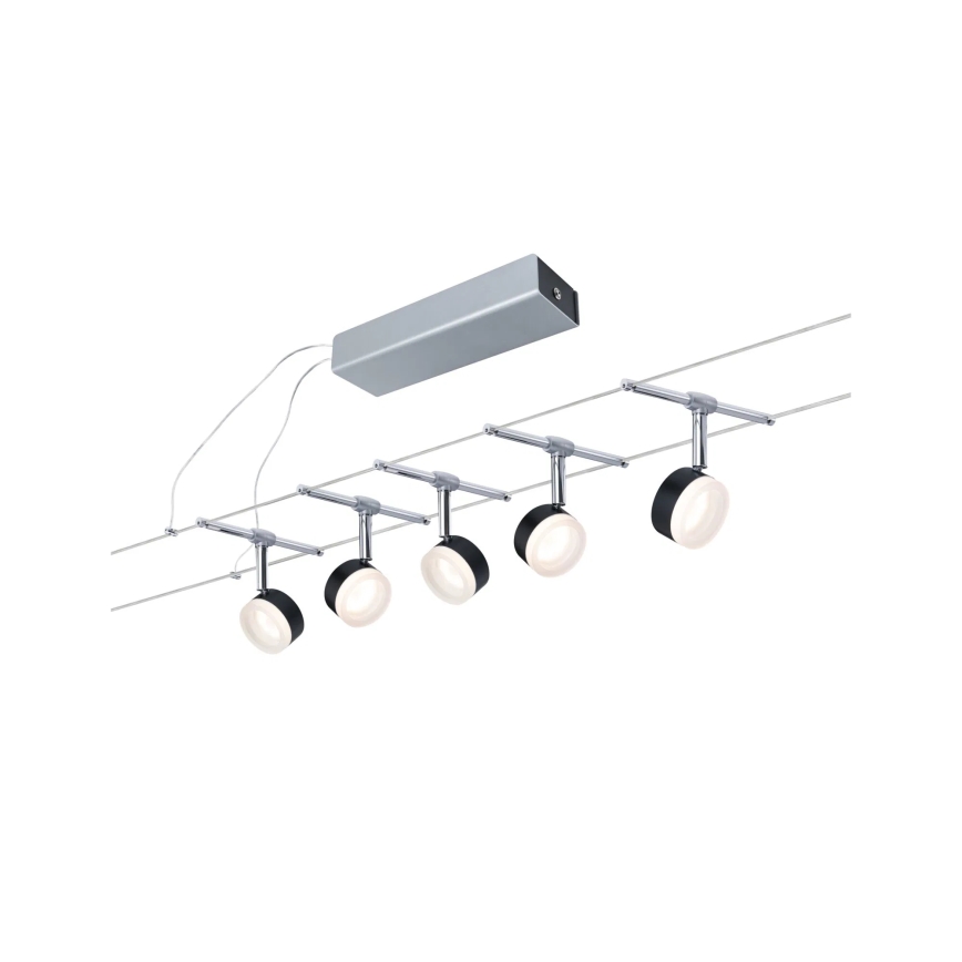 Paulmann 94457 - Conjunto 5xLED/4W Spot para sistema de cabos CLEAR 230V preto/cromado brilhante