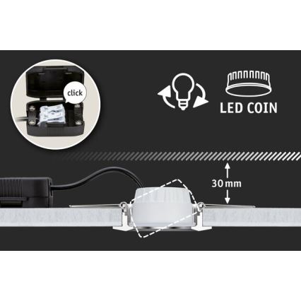 Paulmann 94471 - CONJUNTO 3xLED/6W IP23 Iluminação embutida de casa de banho NOVA 230V